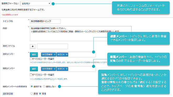 フォーラム 登録画面